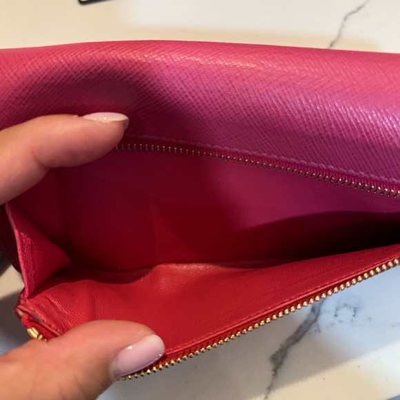 💯Authentic Prada Leather Saffiano Pink Peonia-Begonia Wallet - Picture 10 of 15